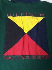 Camisa polo masculina vintage anos 90 Tommy Hilfiger equipamento de vela GG verde grande bandeira nas costas comprar usado  Enviando para Brazil