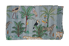 Manta edredón Kantha de algodón indio colcha cubierta de cama estampado de tigre comprar usado  Enviando para Brazil