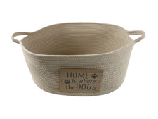 Usado, Cesta de cama de cachorro de corda tecida oval branca 20,5x13,5x8,5 "casa é onde o cachorro está" comprar usado  Enviando para Brazil