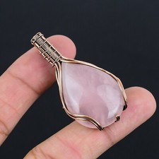 Pingente feminino presente joia LC-305 com fio de cobre pedra preciosa quartzo rosa comprar usado  Enviando para Brazil
