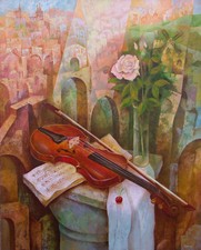 "La Viola"  Original  Oleo  Firmado  Por  Artista 2004  comprar usado  Enviando para Brazil
