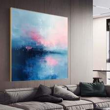 Decoração moderna feita à mão pintura a óleo abstrata em tela sala de estar azul, usado comprar usado  Enviando para Brazil