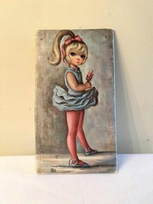 Estampa vintage Jean Maio menina bailarina olhos grandes em material acetinado, parte traseira de papelão comprar usado  Enviando para Brazil