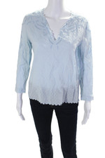 Blusa The Kooples feminina manga 3/4 gola V escada renda pontilhada azul algodão tamanho XS, usado comprar usado  Enviando para Brazil