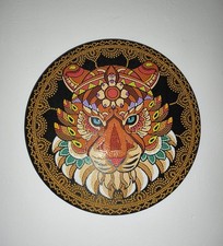 Pintura feita à mão com diamante de tigre mandala – Arte de parede de lona redonda comprar usado  Enviando para Brazil