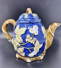 Majolica blue teapot for sale  Colchester