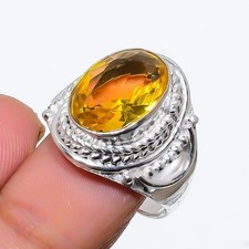 Joia de prata esterlina 925 com pedra preciosa citrina amarela anel de todos os tamanhos para presente comprar usado  Enviando para Brazil