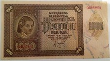 Banconota croazia 1000 usato  Ruvo di Puglia