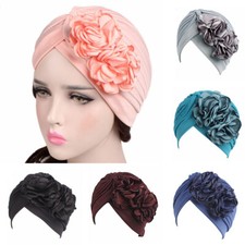 Chapéu turbante muçulmano flor dupla feminino perda de cabelo cachecol câncer quimioterapia gorro boné comprar usado  Enviando para Brazil