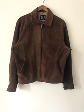 Jaqueta bombardeiro vintage anos 90 Y2K Gap couro camurça com zíper marrom serve pequeno/md comprar usado  Enviando para Brazil