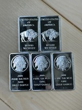 Cinco barras Buffalo Liberty de plata fina de 1 oz segunda mano  Embacar hacia Mexico