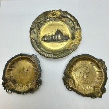 Usado, Conjunto de 3 bandejas vintage de metal lembrança prato colecionador Feira Mundial 1904 St Louis comprar usado  Enviando para Brazil