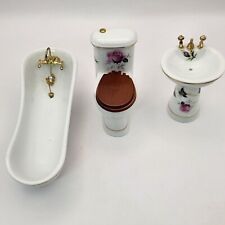 Juego de muebles de baño para casa de muñecas bañera de porcelana inodoro y fregadero baño en miniatura  segunda mano  Embacar hacia Mexico