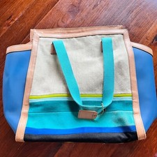 Bolsa tote de praia Fossil Audri bloco de cores azul/bege/marrom, usado comprar usado  Enviando para Brazil