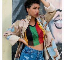 Rede Rasta Crop Top Reggae Qualidade Premium 100% Algodão Egípcio Rihanna comprar usado  Enviando para Brazil