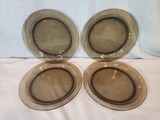 Pratos de almoço de vidro temperado vintage VERECO, conjunto de 4, fumaça, França, BOM! comprar usado  Enviando para Brazil