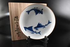 T1150: Placa/prato japonês Arita-ware azul e branco Genemon feito com caixa assinada comprar usado  Enviando para Brazil