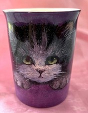 Caneca de chá de café roxa 1992 Cha Cult cinza gatinho 4" de altura, usado comprar usado  Enviando para Brazil
