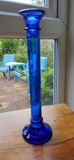 blue glass candle holders for sale  BOURNEMOUTH