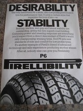 PNEUS PIRELLI P6 DE ESTABILIDADE DE CONVENIÊNCIA RALLY BRED 1981 ANÚNCIO ARQUIVO A4 43 comprar usado  Enviando para Brazil