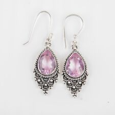Pendientes colgantes/gotas de piedras preciosas naturales morganita de plata esterlina 925 joyería segunda mano  Embacar hacia Mexico