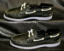 Sapatos femininos estilo barco oxfords couro liso preto Sperry Top-Sider tamanho 5M comprar usado  Enviando para Brazil