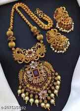 Conjunto de brincos gargantilha folheada a ouro estilo indiano Bollywood conjunto de joias templo comprar usado  Enviando para Brazil