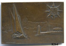 8264 - PLAQUETTE BRONZE TUNEL DU SIMPLON GENEVE 1906 na sprzedaż  Wysyłka do Poland