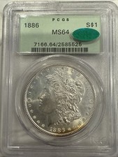 1886 Morgan dólar de prata, PCGS MS64, CAC, brilho brilhante, etiqueta verde antiga comprar usado  Enviando para Brazil