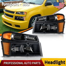 Faróis pretos + lâmpadas de para-choque para farol Chevy Colorado GMC Canyon 2004-2012 comprar usado  Enviando para Brazil