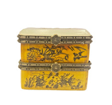 Caixa de bugigangas articulada vintage design asiático com motivo decorativo de pássaros e peixes comprar usado  Enviando para Brazil
