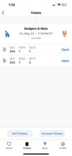 Two tickets mets for sale  Metuchen