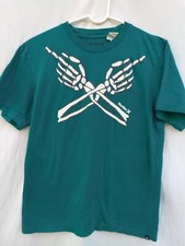Camiseta HURLEY'S BOYS JUVENIL TAMANHO GRANDE ESQUELETO MÃOS DEDOS OSSOS  comprar usado  Enviando para Brazil