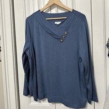Usado, Blusa popover feminina pure jill azul XL macia assimétrica colarinho abotoado comprar usado  Enviando para Brazil