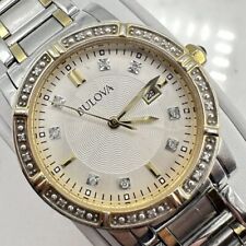Relógio feminino Bulova 98R226 data tom ouro e prata 24 diamante com acento, usado comprar usado  Enviando para Brazil