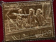 PRIMEIRA VIAGEM DE COLOMBO APROXIMANDO-SE DA TERRA 22KT OURO/SELO POSTAL REAL 1992 comprar usado  Enviando para Brazil
