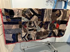 Colcha antiga feita à mão vintage usando roupas lenços sucata tecido , usado comprar usado  Enviando para Brazil