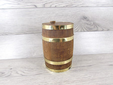 Barril de madeira vintage pequeno com faixas de metal 7” de altura com tampa comprar usado  Enviando para Brazil