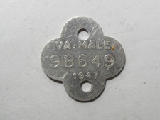 Etiqueta fiscal para cães machos Virginia 1947 VA - #64943 comprar usado  Enviando para Brazil