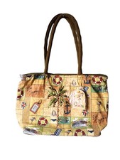 Bolsa de ombro Ann Ornsby madeira frisada bolsa tote praia viagem etiqueta náutica charme comprar usado  Enviando para Brazil