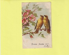 CPA COUPLE OISEAUX POITRAIL JAUNE SUR UNE BRANCHE D'EGLANTINE comprar usado  Enviando para Brazil