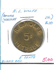 South Whitley, Indiana Trade Token R.L. WILK 5¢ na sprzedaż  Wysyłka do Poland