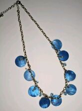 Colar de corrente de metal pintado de azul vintage contas de corte de cristal 20" descascando comprar usado  Enviando para Brazil