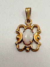 Pingente vintage ~ 12KGF moldura de pergaminho de ouro amarelo 4mm x 6mm opala oval 1/4" x 3/4" comprar usado  Enviando para Brazil
