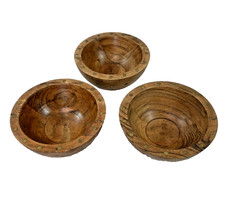 Conjunto de 3 tigelas de madeira FRONTGATE TIEG para nozes, doces aperitivos jantar comprar usado  Enviando para Brazil