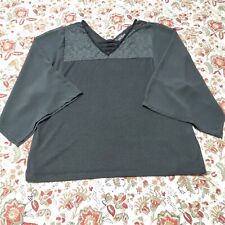 Blusa August Seda Grande Asa de Morcego Manga Fenda Transparente Detalhe de Veludo Decote V Gótico  comprar usado  Enviando para Brazil