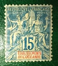 ASENTAMIENTOS OCEÁNICOS FRANCESES 1892 15c papel cuadrilla como nuevo MH Oceanía segunda mano  Embacar hacia Argentina