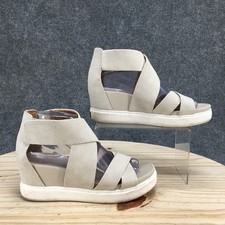 Sandálias femininas Dr Scholls 7 M saltos anabela tornozelo tiras off white couro sintético, usado comprar usado  Enviando para Brazil