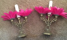  Castiçais vintage de latão - pequeno par com flores e velas feitas à mão  comprar usado  Enviando para Brazil