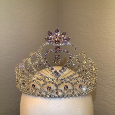 Tiara coroa de prata Quinceañera com strass rosa claro e claro e pentes de cabelo comprar usado  Enviando para Brazil